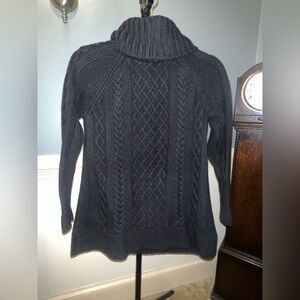 Talbots Black warm Cable Knit Turtleneck Sweater medium Petite